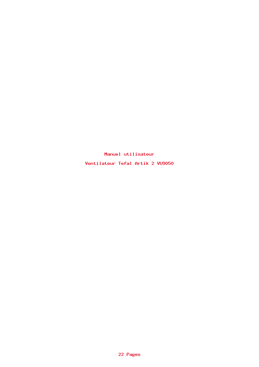 Page 1 de la notice Manuel utilisateur Tefal Artik 2 VU9050