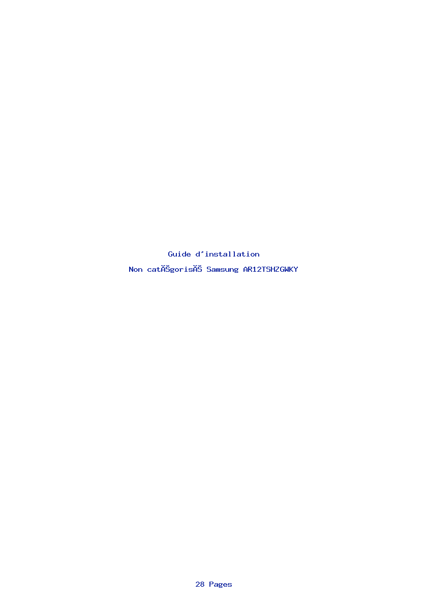 Page 1 de la notice Guide d'installation Samsung AR12TSHZGWKY