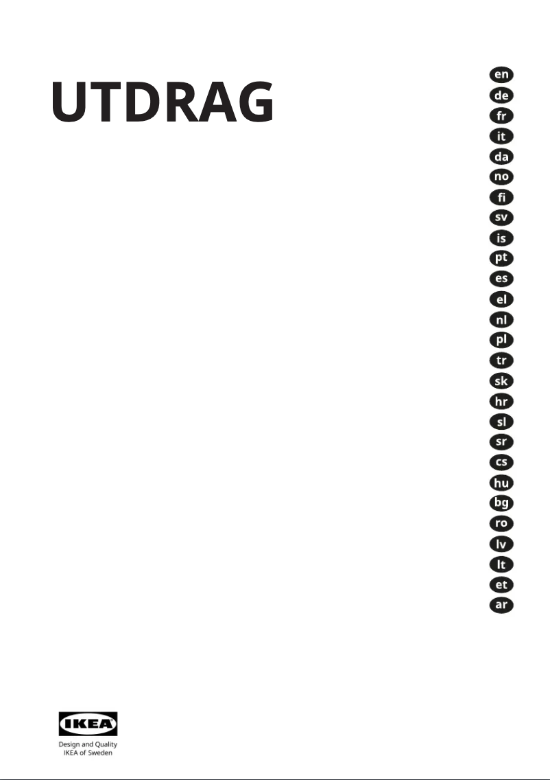 Page 1 de la notice Manuel utilisateur Ikea UTDRAG 103.891.42