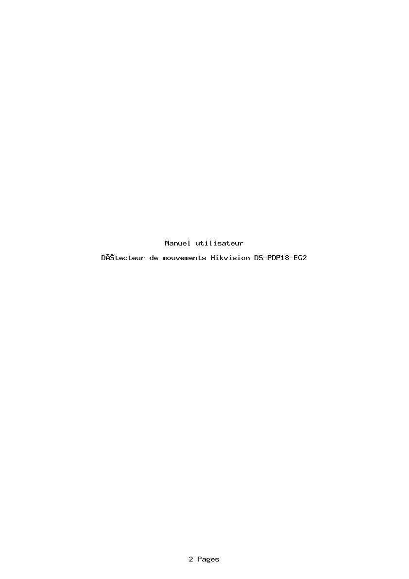 Page 1 de la notice Manuel utilisateur Hikvision DS-PDP18-EG2