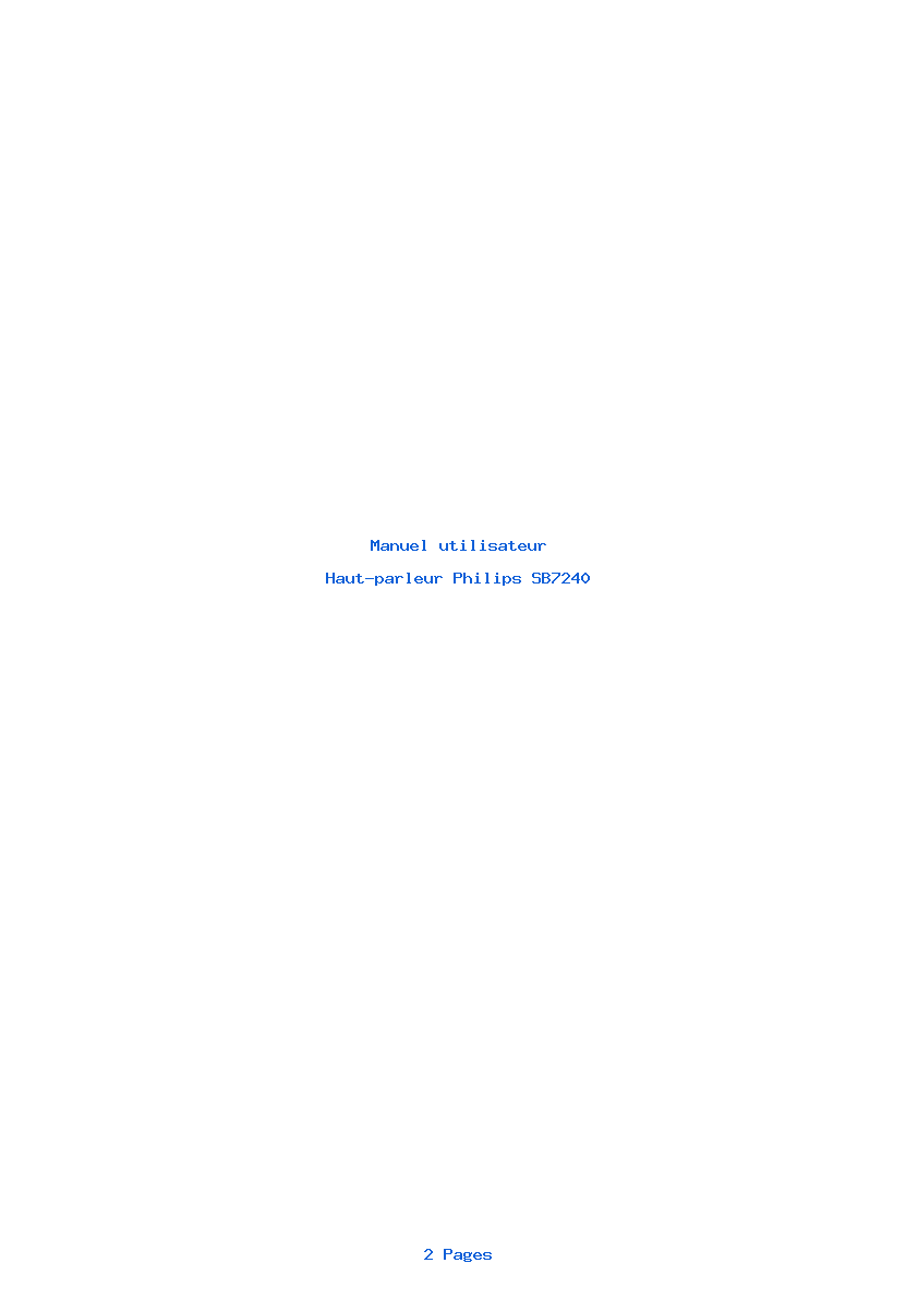 Page 1 de la notice Manuel utilisateur Philips SB7240