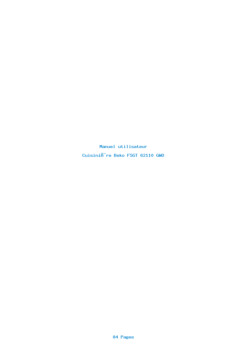 Page 1 de la notice Manuel utilisateur Beko FSGT 62110 GWO