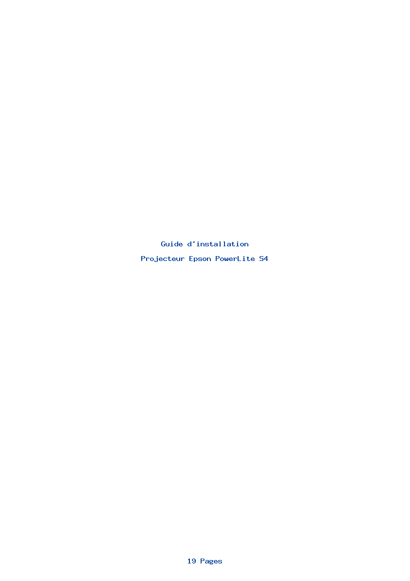 Page 1 de la notice Guide d'installation Epson PowerLite S4