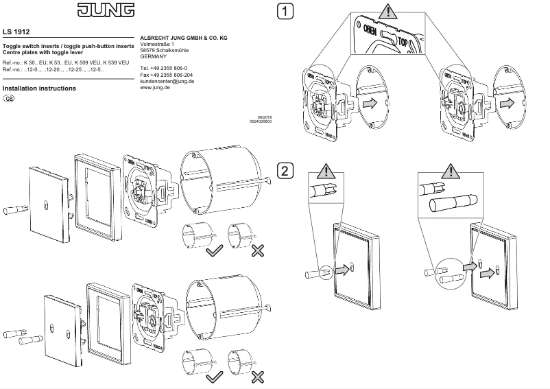 Page 1 de la notice Manuel utilisateur JUNG LS 1912