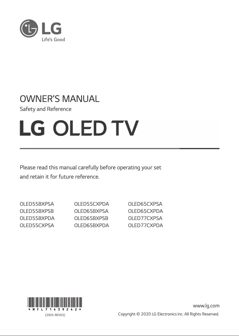 Página 1 del manual Manual de usuario LG OLED55CXPDA