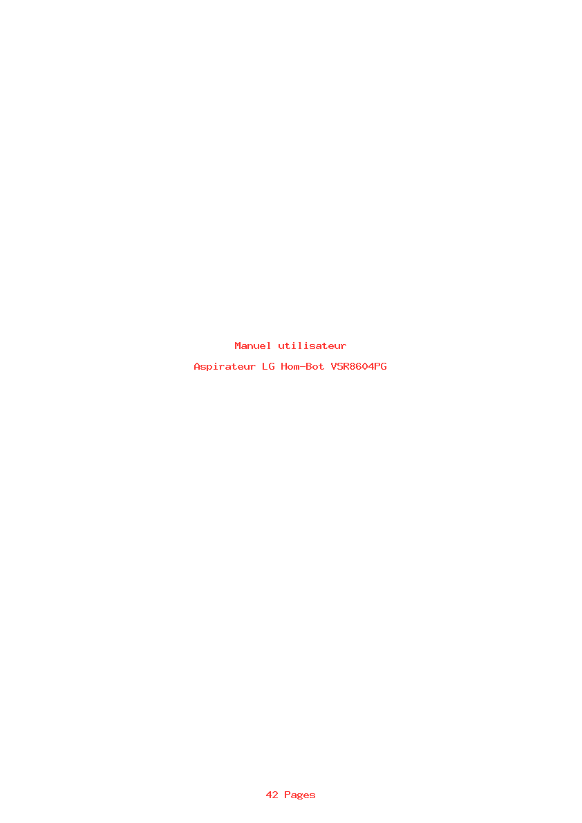 Page 1 de la notice Manuel utilisateur LG Hom-Bot VSR8604PG