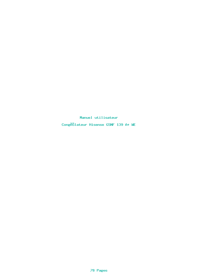 Page 1 de la notice Manuel utilisateur Hisense GSNF 139 A+ WE