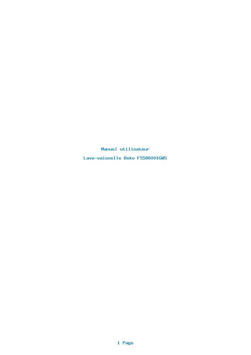 Page 1 de la notice Manuel utilisateur Beko FSS86001GWS