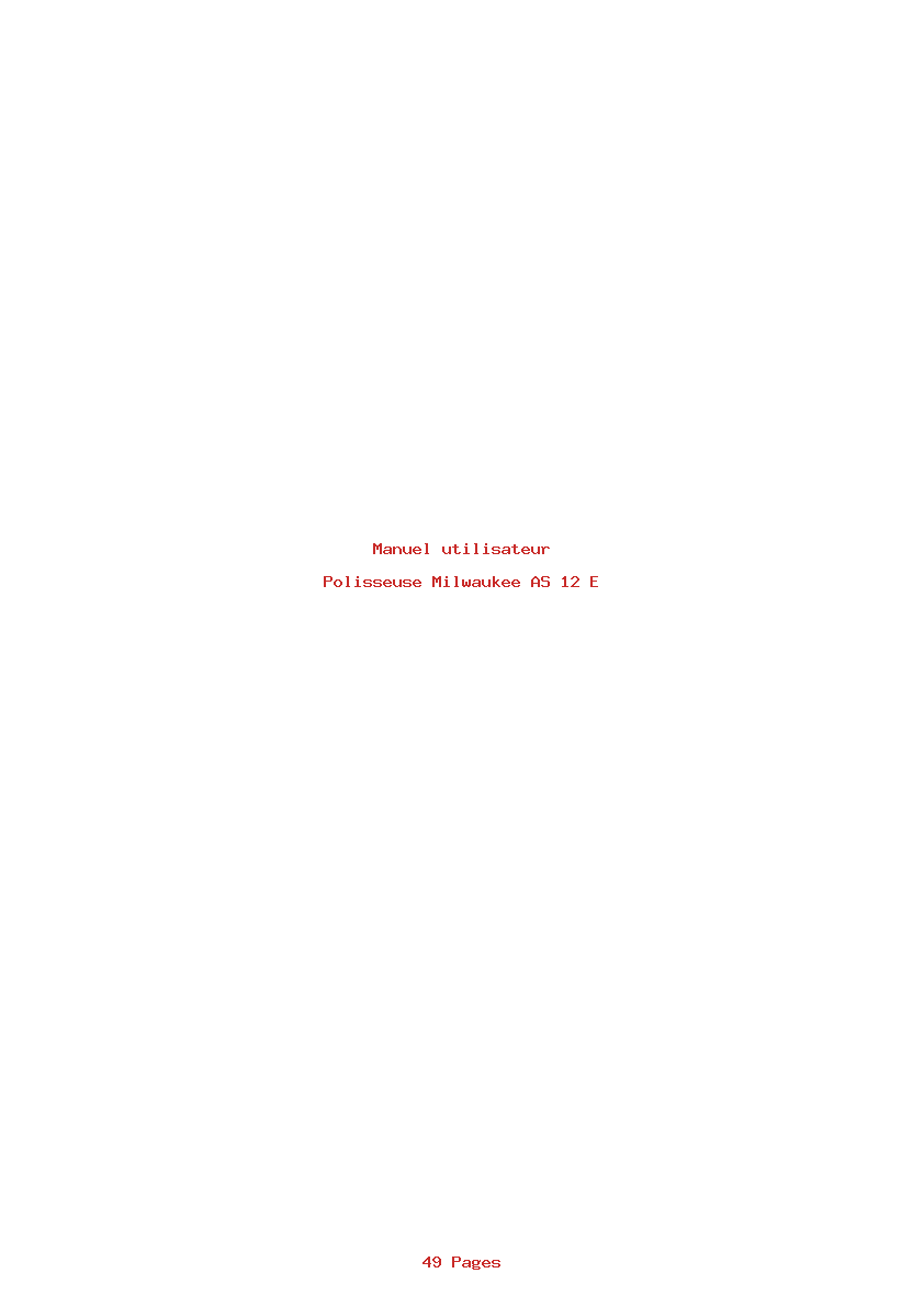 Page 1 de la notice Manuel utilisateur Milwaukee AS 12 E