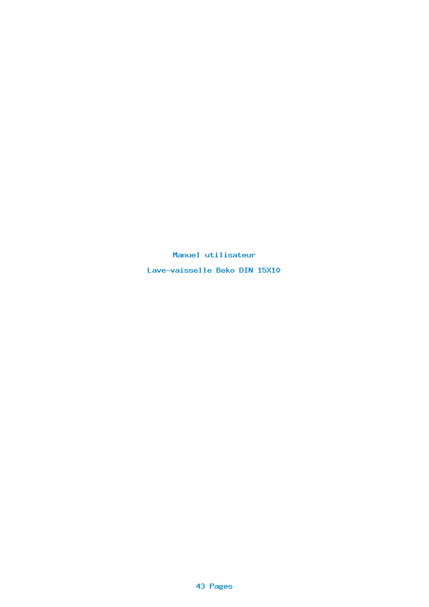 Page 1 de la notice Manuel utilisateur Beko DIN 15X10