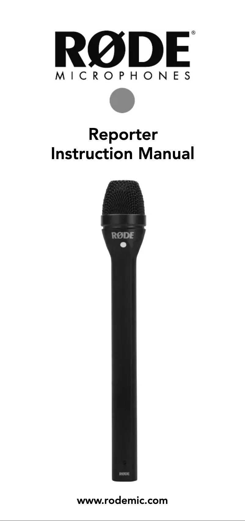 Page 1 de la notice Manuel utilisateur Røde Reporter