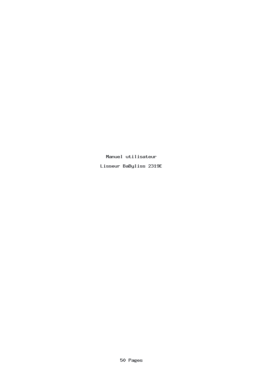 Page 1 de la notice Manuel utilisateur BaByliss 2319E