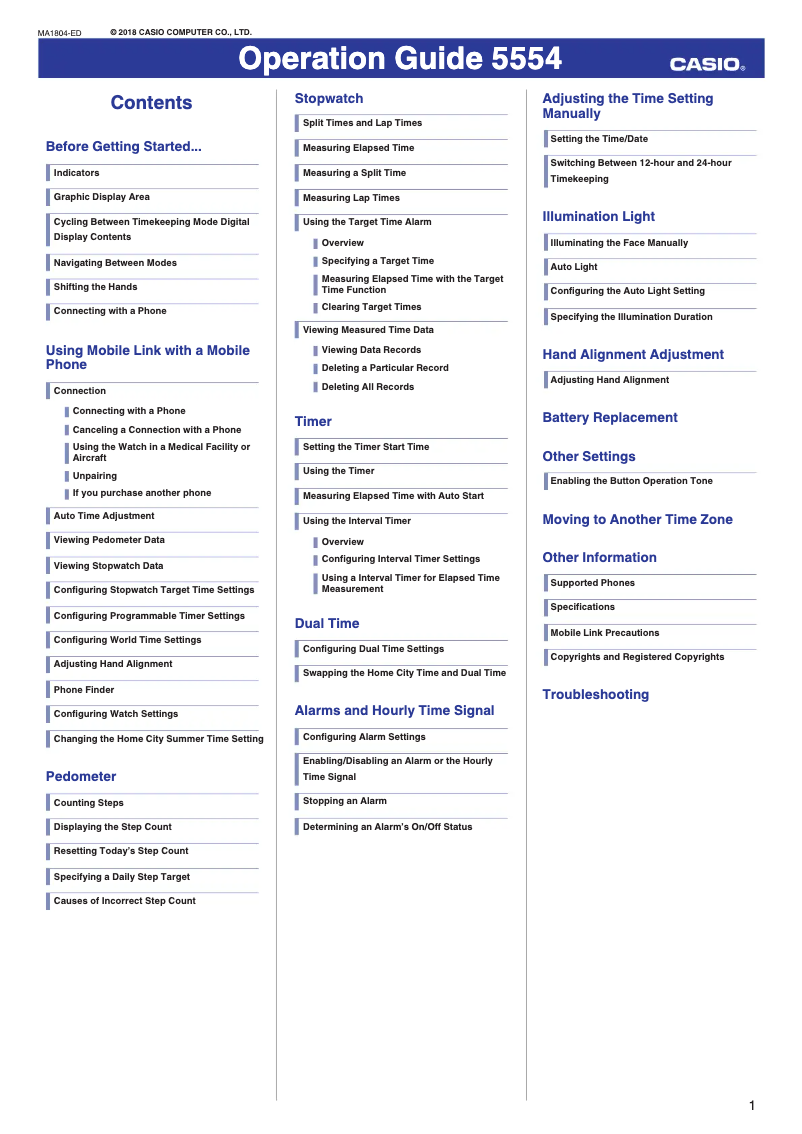 Page 1 de la notice Manuel utilisateur Casio G-Shock G-Squad GBA-800-1AER