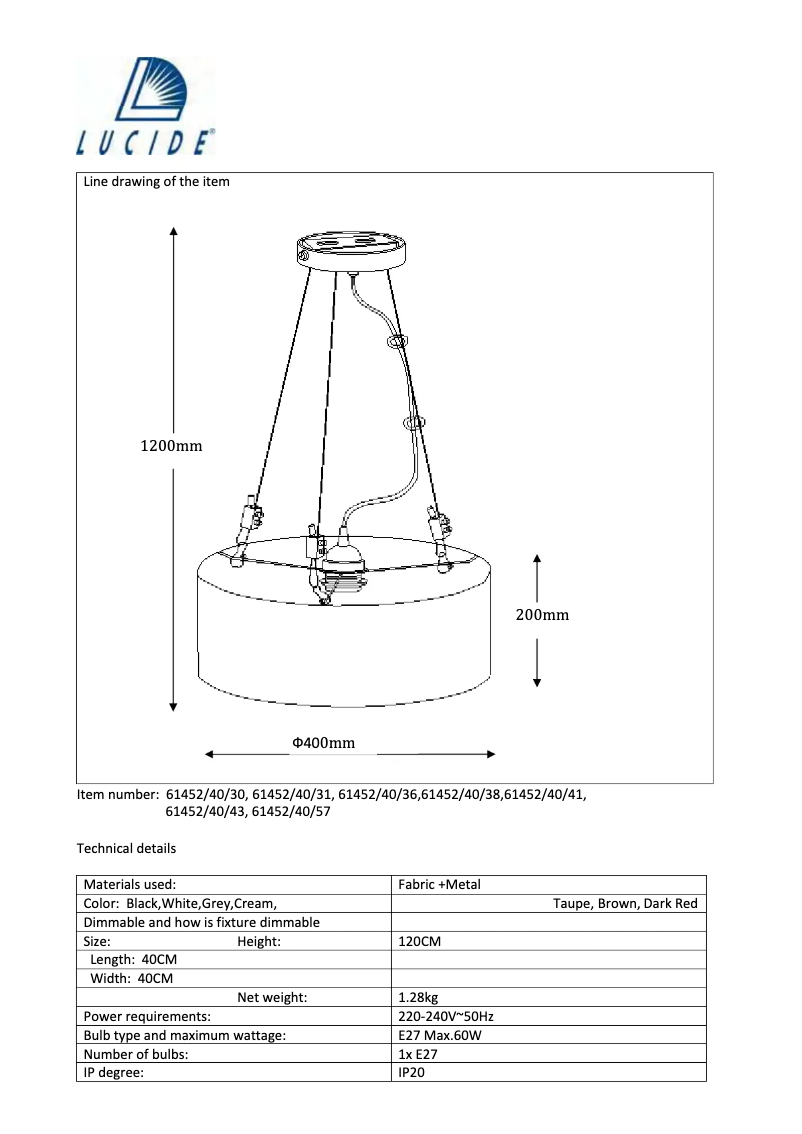 Page 1 de la notice Manuel utilisateur Trio Lighting Coral