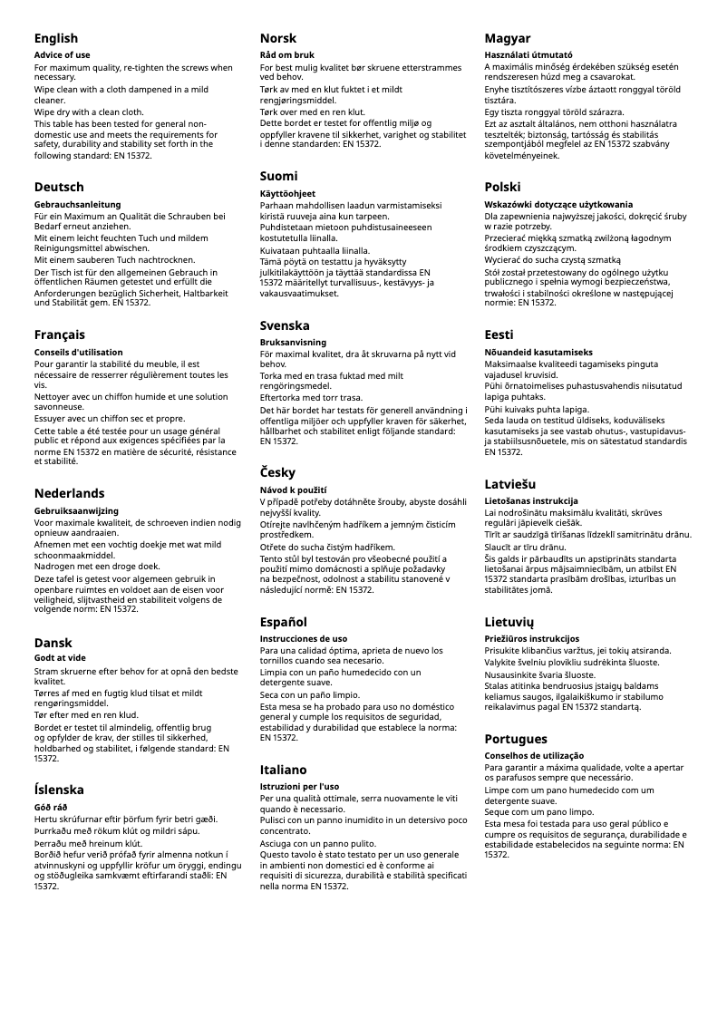 Page 1 de la notice Manuel utilisateur Ikea LISABO 604.164.97