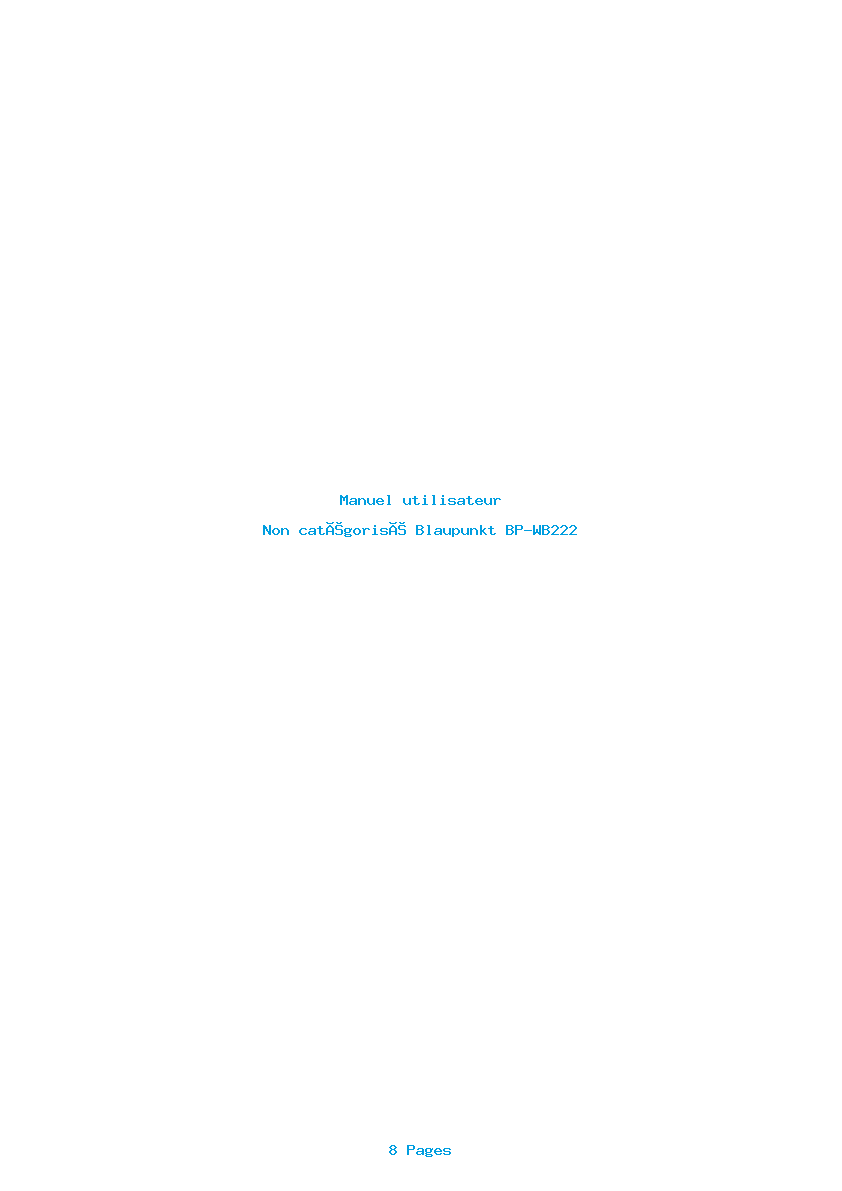 Page 1 de la notice Manuel utilisateur Blaupunkt BP-WB222