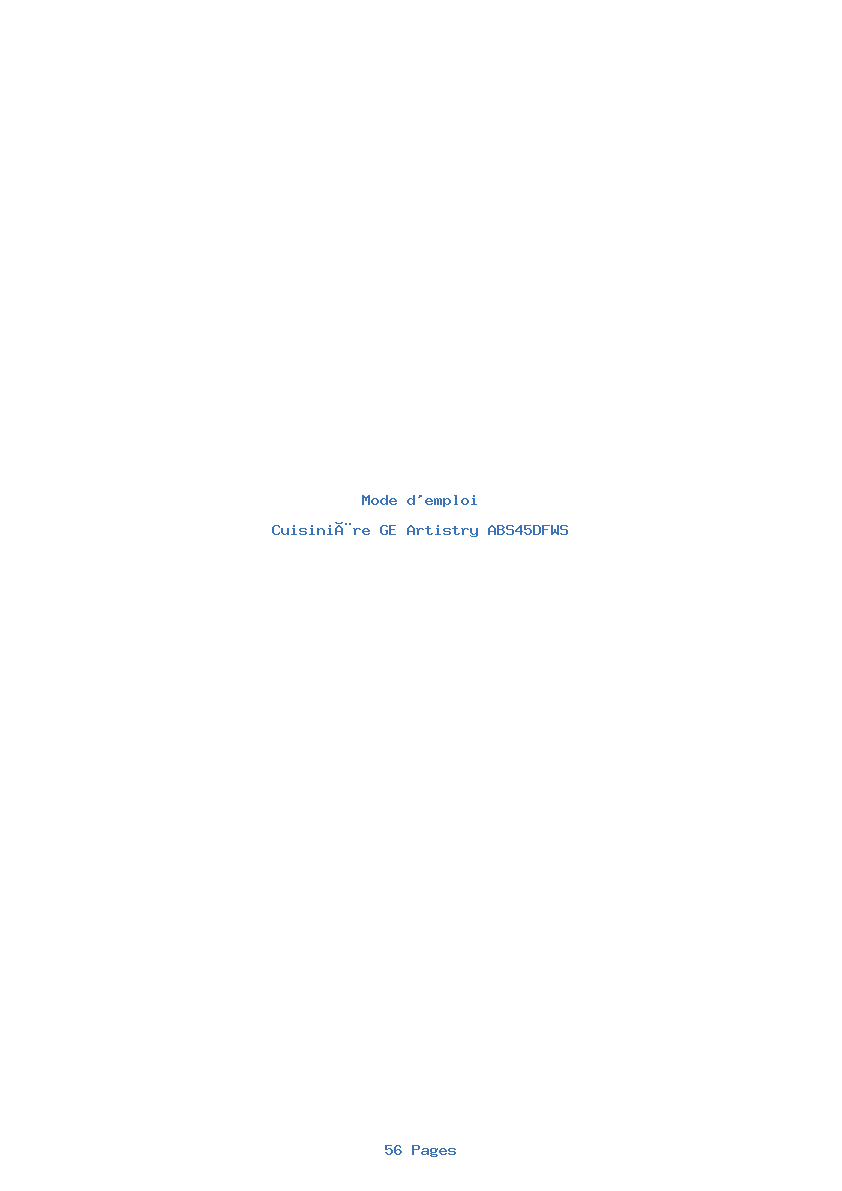 Page 1 de la notice Mode d'emploi GE Artistry ABS45DFWS