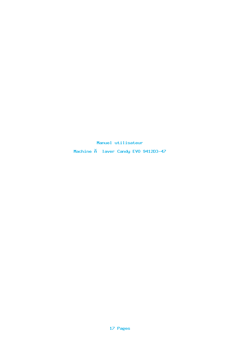 Page 1 de la notice Manuel utilisateur Candy EVO 9412D3-47