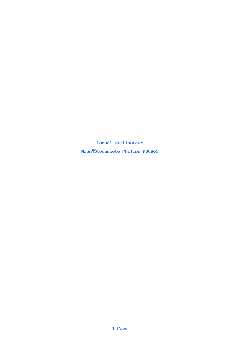 Page 1 de la notice Manuel utilisateur Philips AQ6601