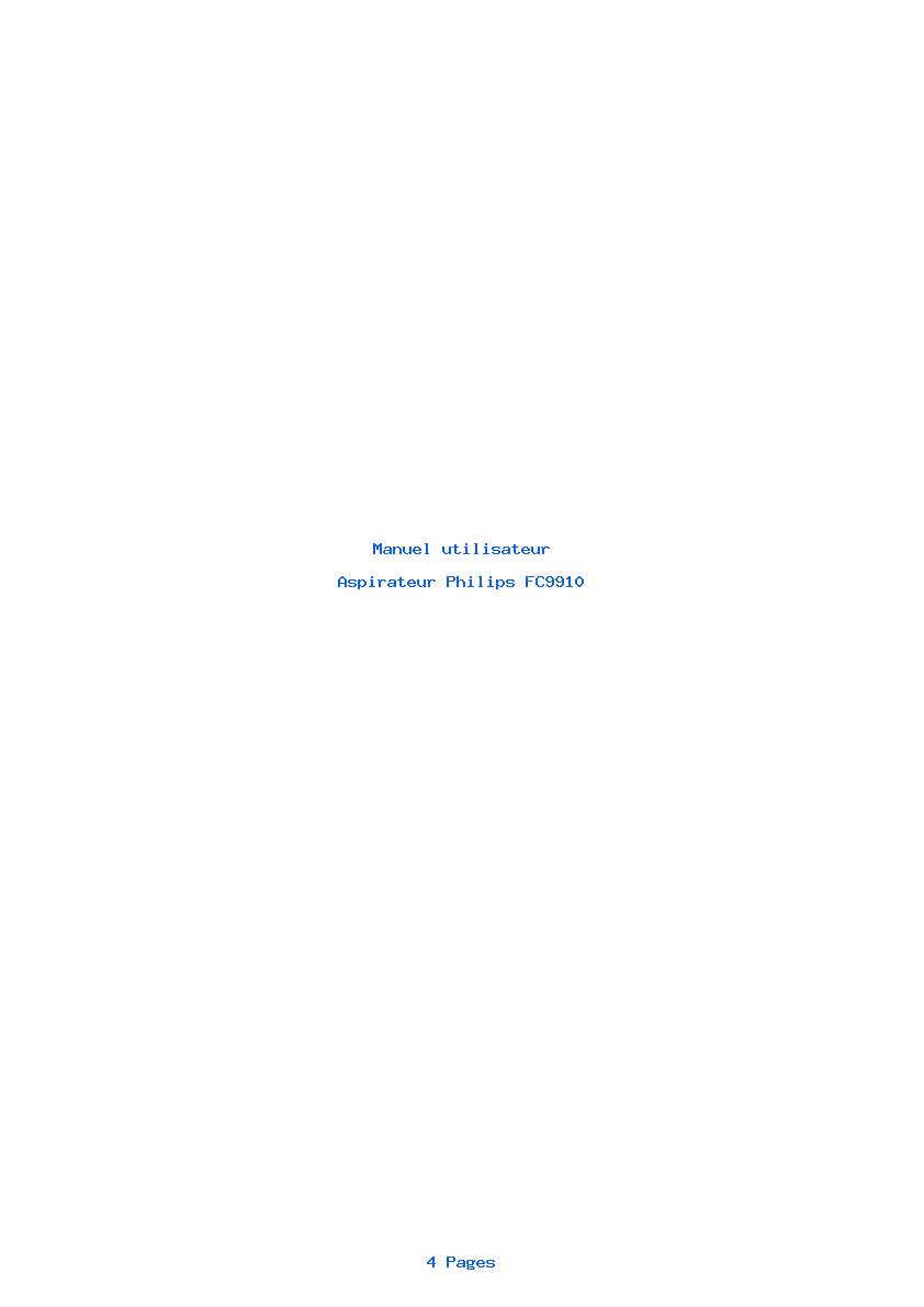 Page 1 de la notice Manuel utilisateur Philips FC9910