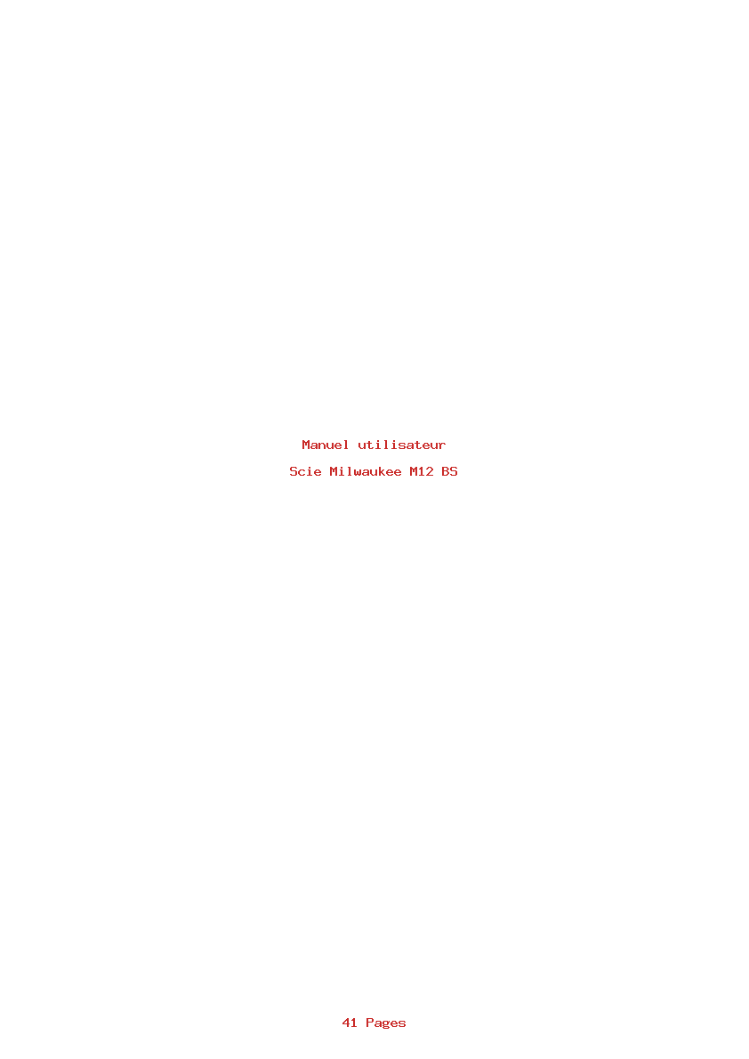 Page 1 de la notice Manuel utilisateur Milwaukee M12 BS