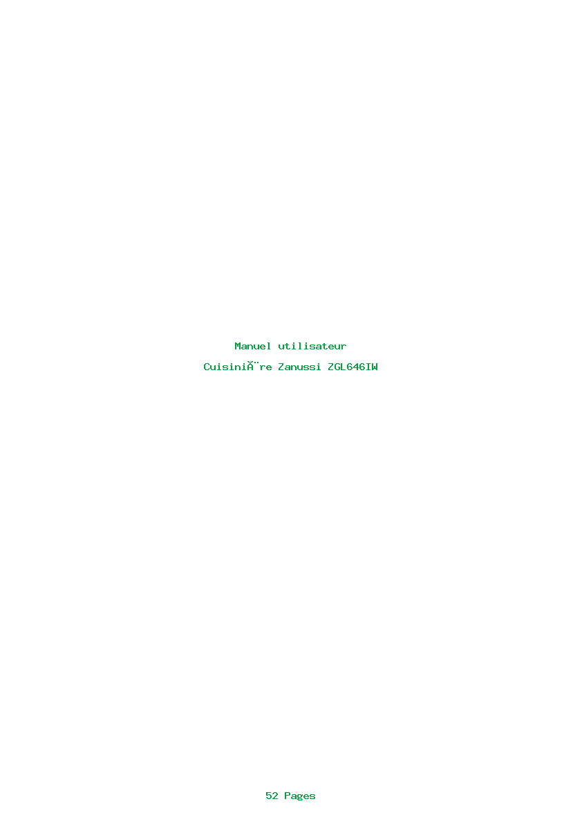 Page 1 de la notice Manuel utilisateur Zanussi ZGL646IW