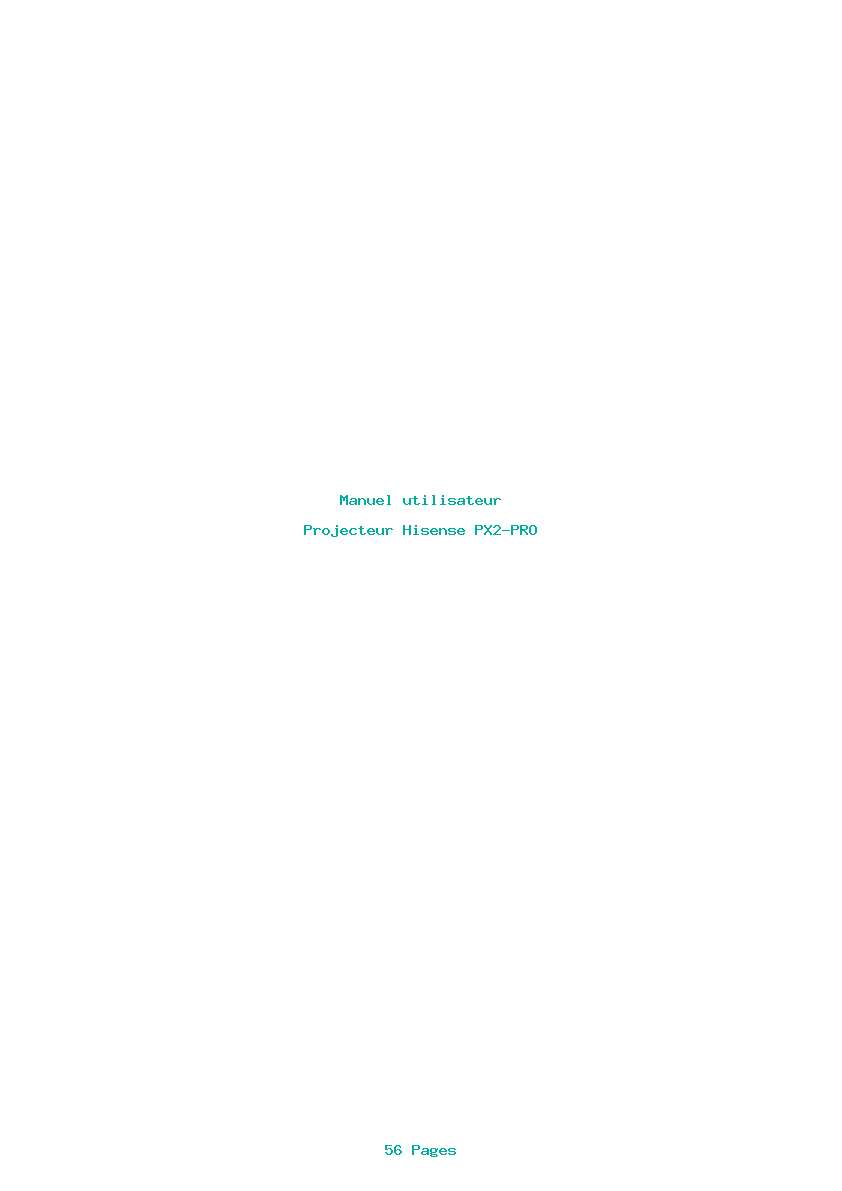 Page 1 de la notice Manuel utilisateur Hisense PX2-PRO