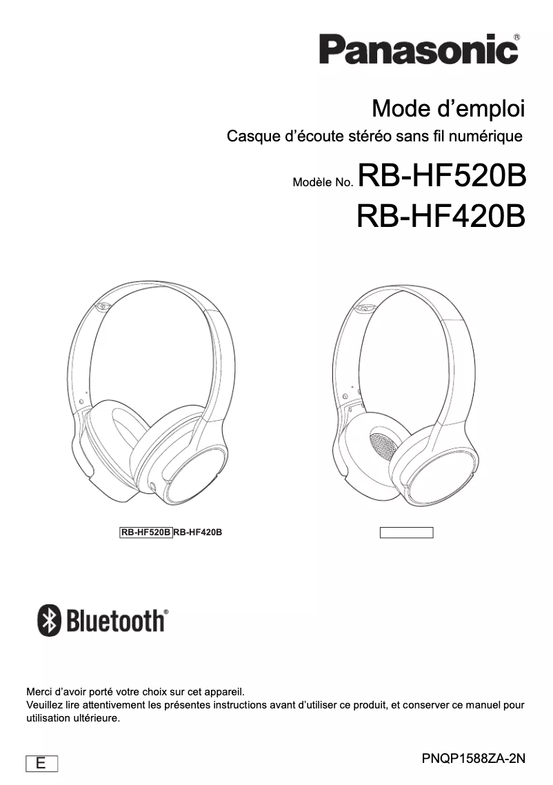 Page 1 de la notice Manuel utilisateur Panasonic RB-HF520B
