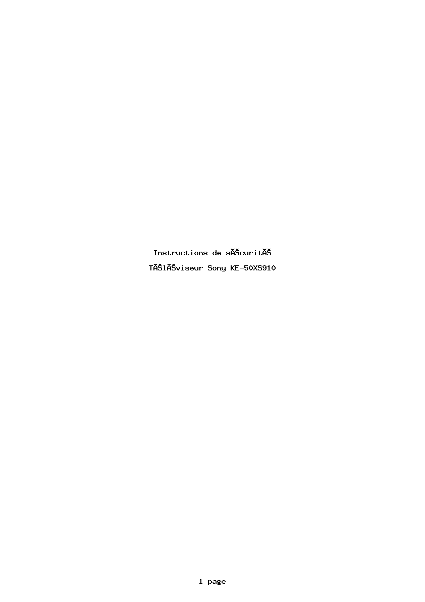 Page 1 de la notice Instructions de sécurité Sony KE-50XS910