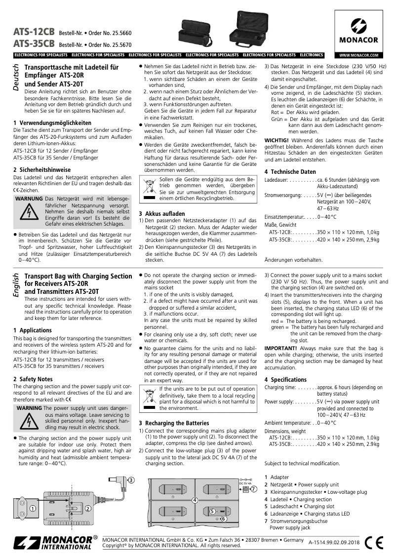 Page 1 de la notice Manuel utilisateur Monacor ATS-35CB