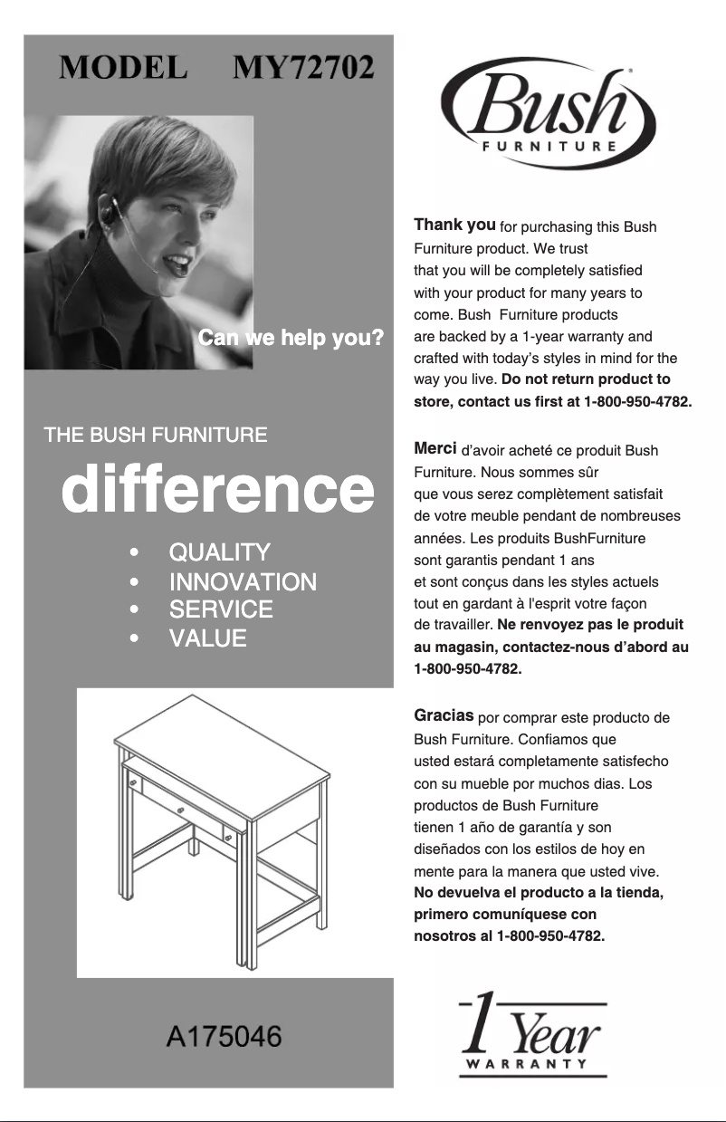 Page 1 de la notice Guide d'installation Bush Brandywine MY72702-03