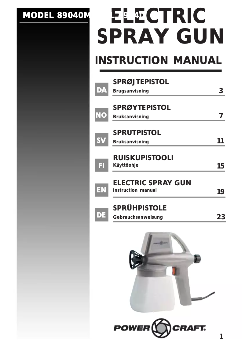 Page 1 de la notice Manuel utilisateur Power Craft 89040