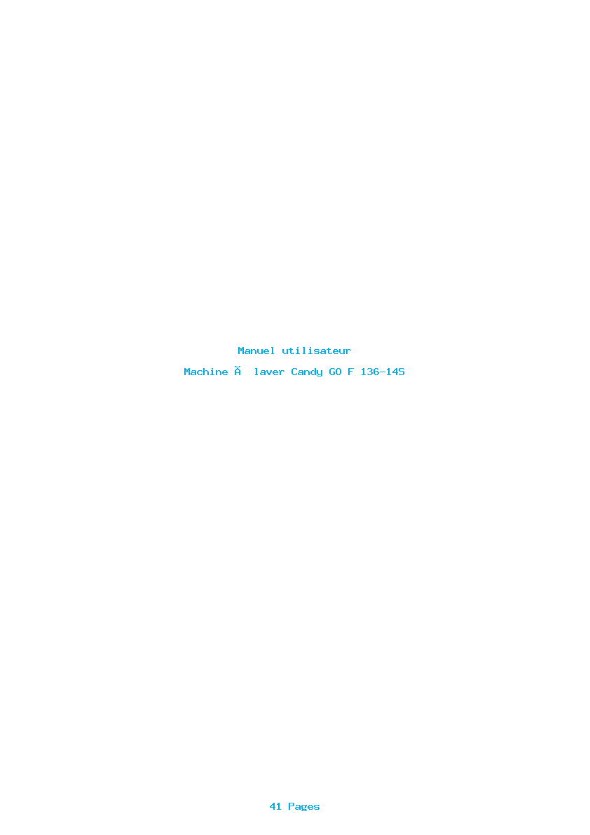 Page 1 de la notice Manuel utilisateur Candy GO F 136-14S