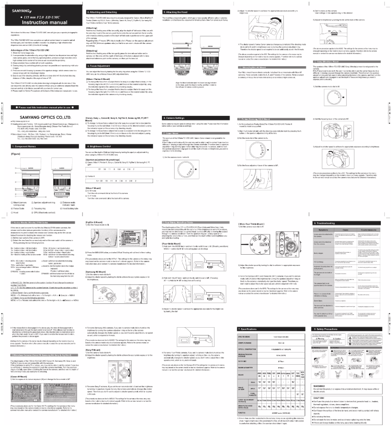 Página 1 del manual Manual de usuario Rokinon Digital Photo 135M-NX