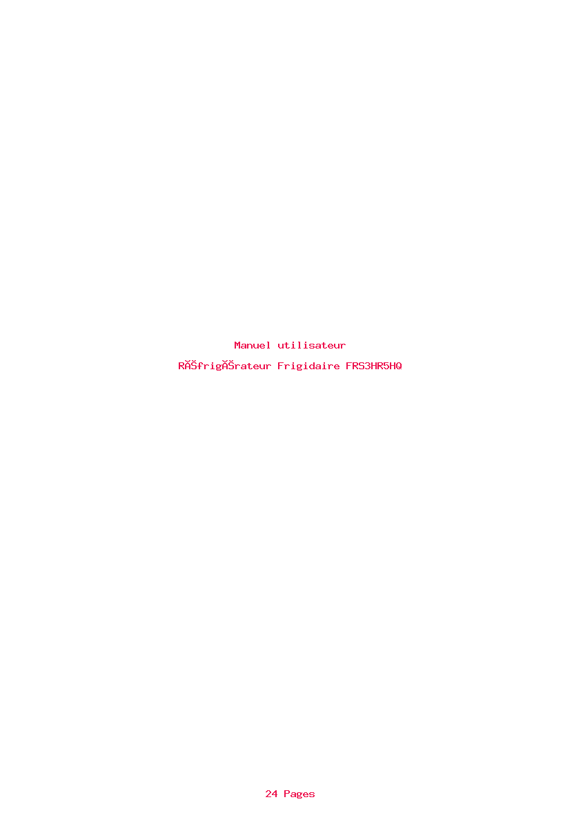 Page 1 de la notice Manuel utilisateur Frigidaire FRS3HR5HQ
