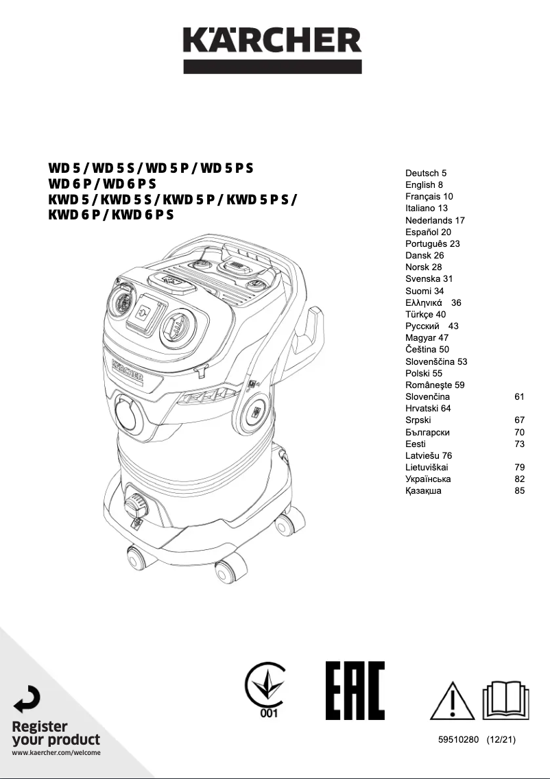 Page 1 de la notice Manuel utilisateur Kärcher WD 6 P