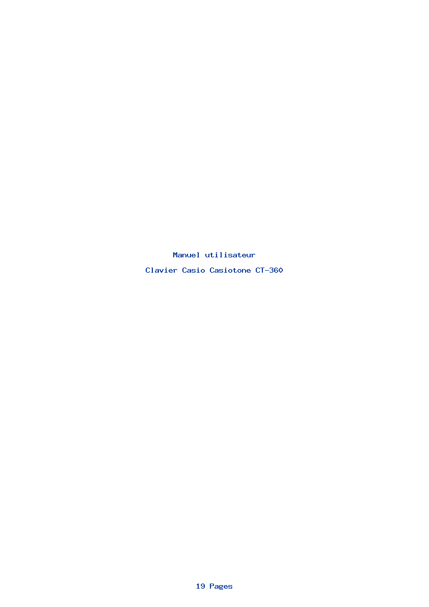 Page 1 de la notice Manuel utilisateur Casio Casiotone CT-360