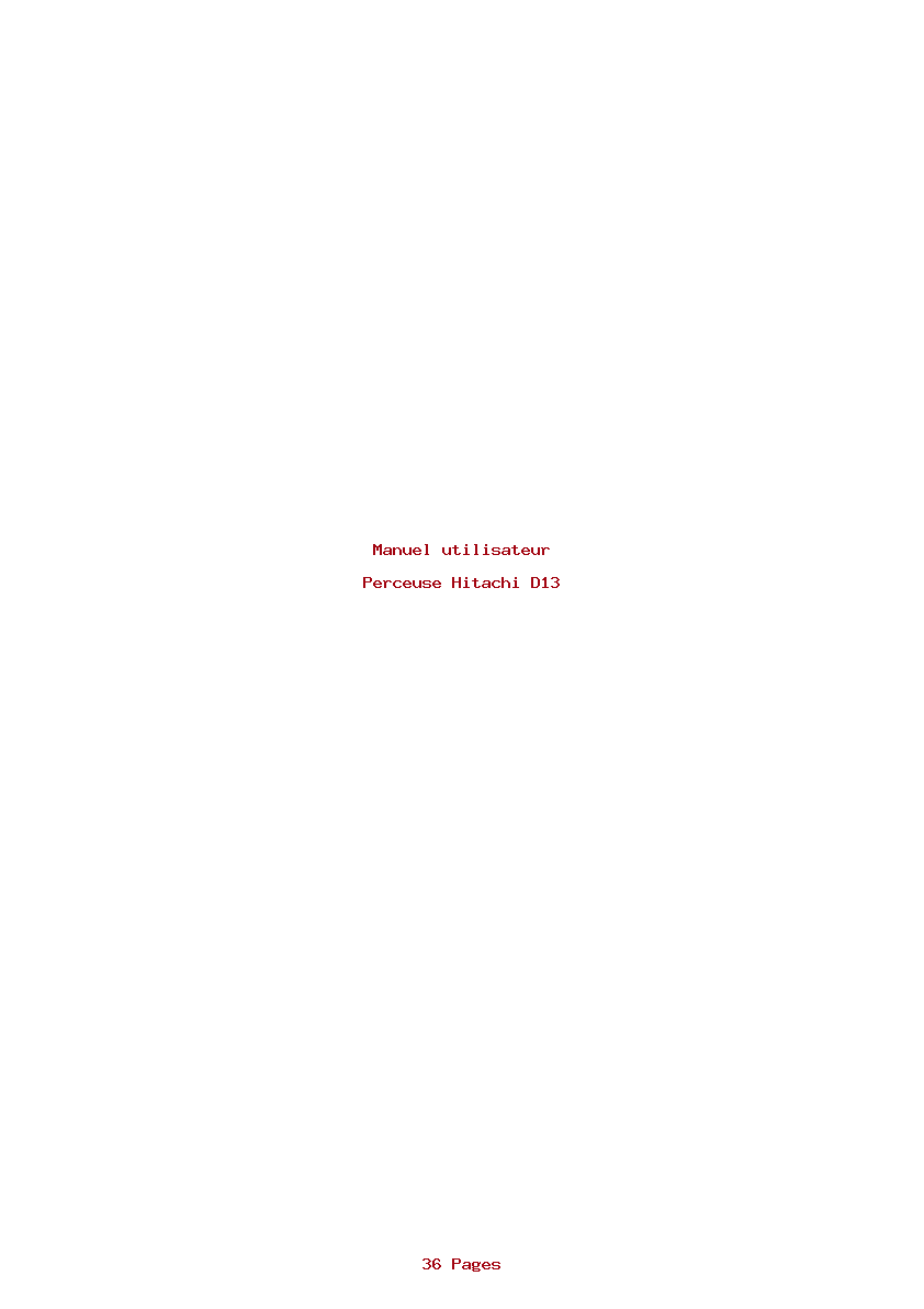 Page 1 de la notice Manuel utilisateur Hitachi D13