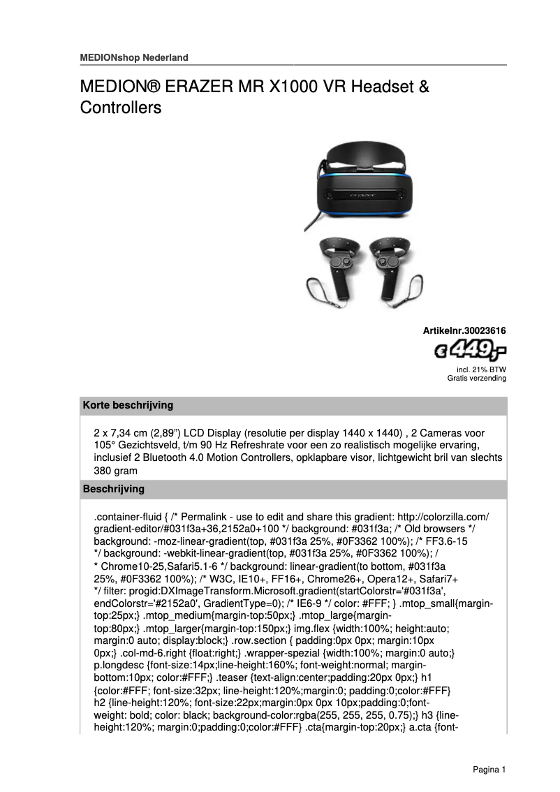 Page 1 de la notice Manuel utilisateur Medion Erazer X1000