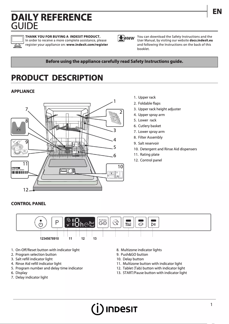 Page 1 de la notice Manuel utilisateur Indesit DIO 3C24 AC E