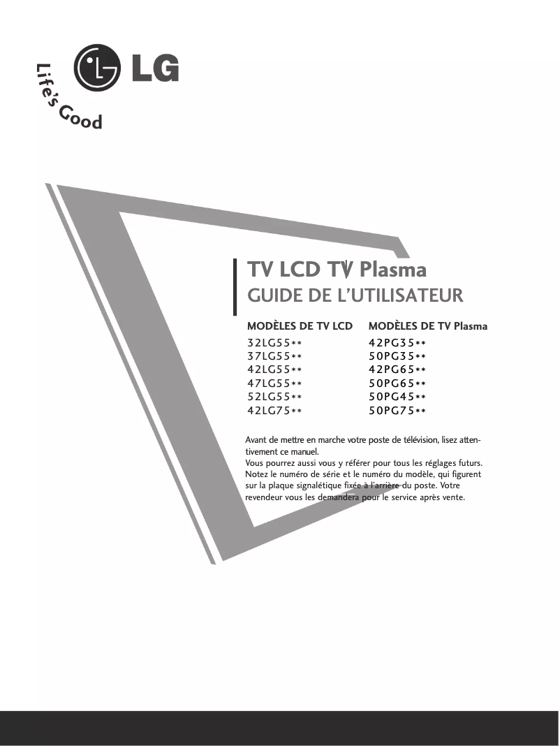 Page 1 de la notice Manuel utilisateur LG 42PG6500