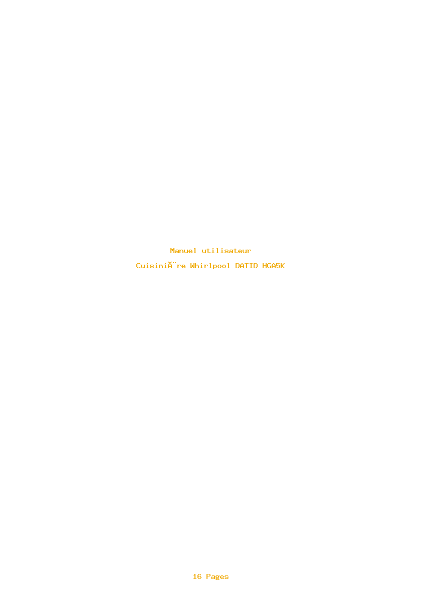 Page 1 de la notice Manuel utilisateur Whirlpool DATID HGA5K