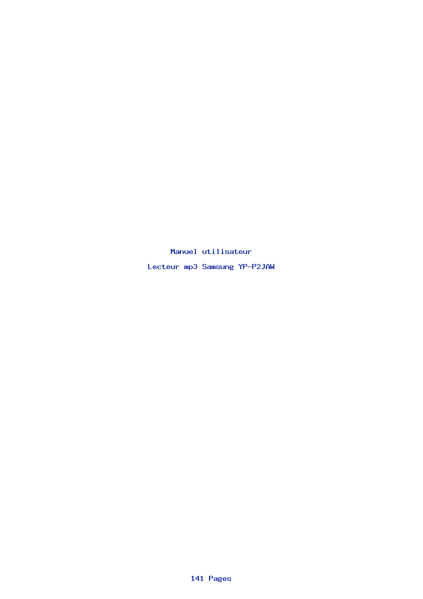 Page 1 de la notice Manuel utilisateur Samsung YP-P2JAW