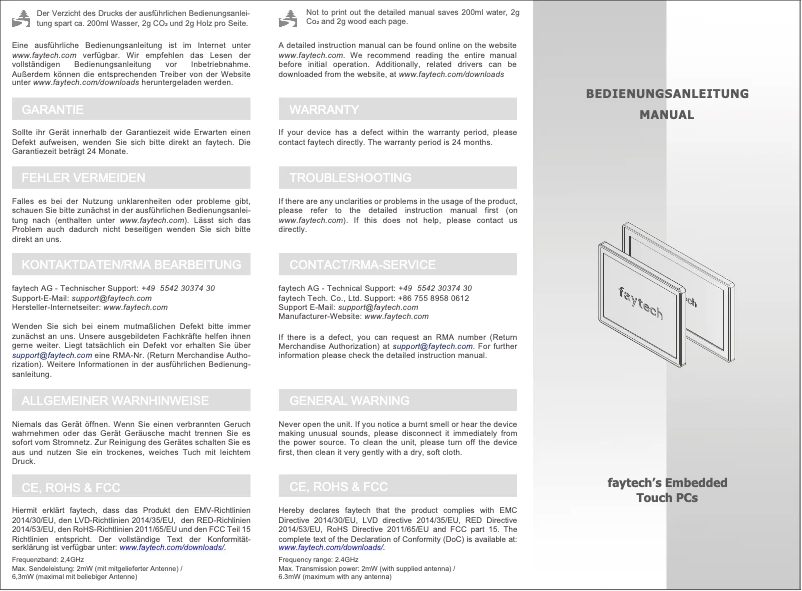 Page 1 de la notice Manuel utilisateur Faytech FT19V40CAPOB