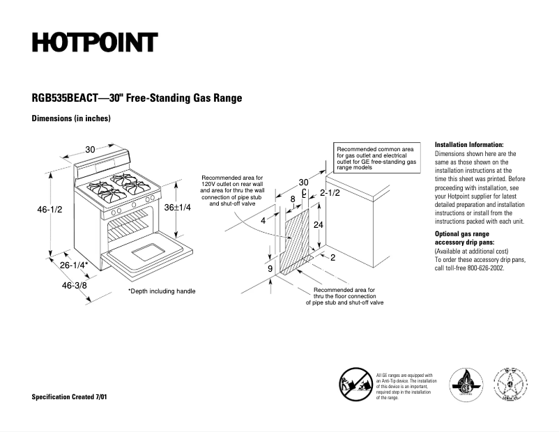 Página 1 del manual Ficha técnica Hotpoint RGB535BEACT