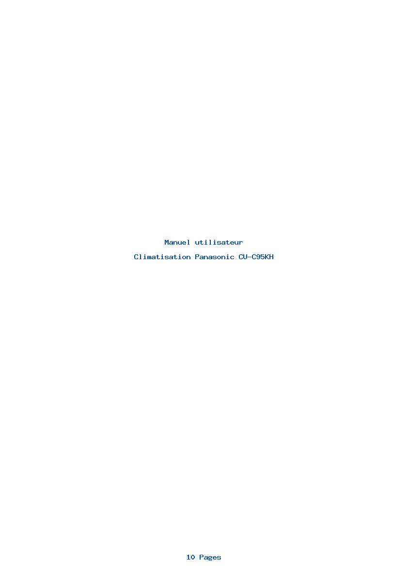 Page 1 de la notice Manuel utilisateur Panasonic CU-C95KH