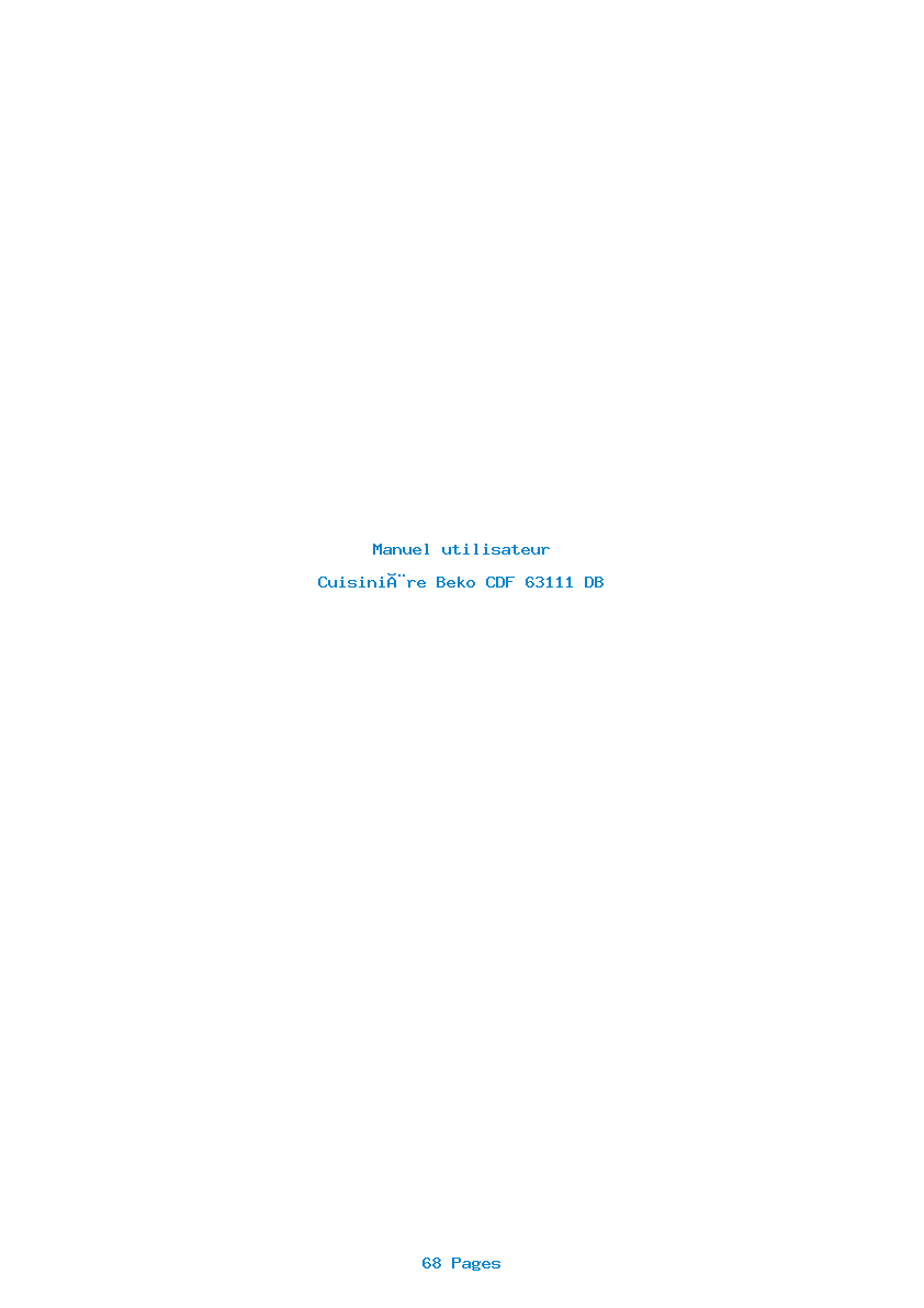 Page 1 de la notice Manuel utilisateur Beko CDF 63111 DB