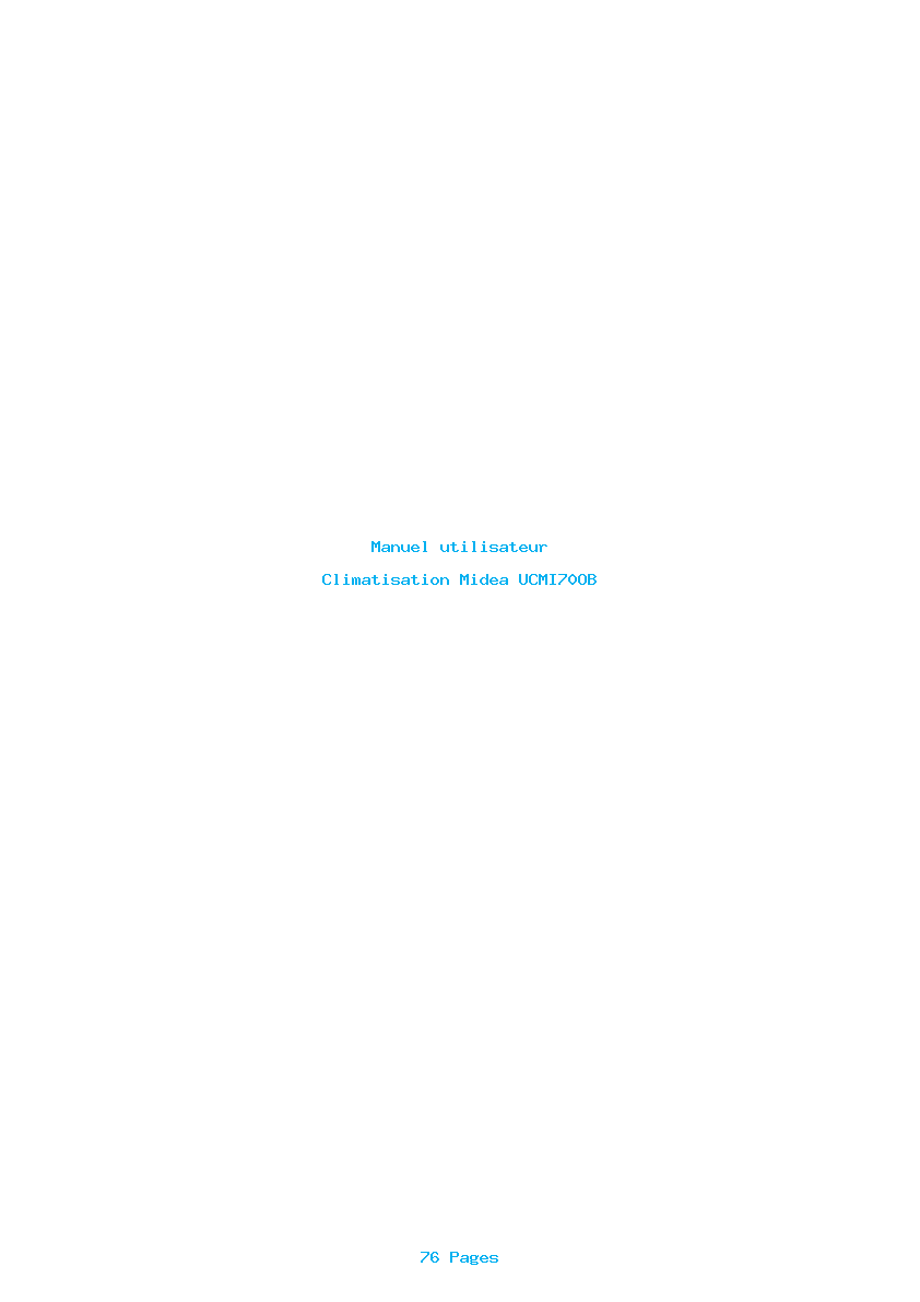 Page 1 de la notice Manuel utilisateur Midea UCMI70OB