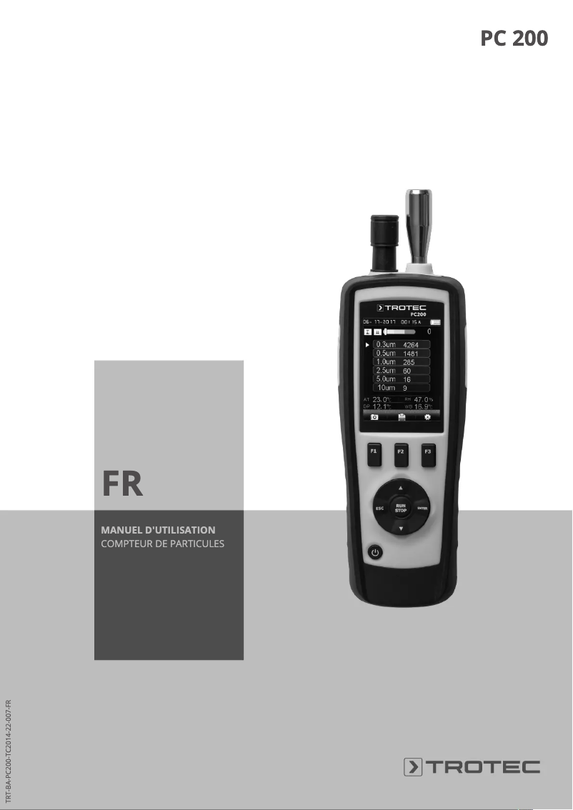 Page 1 de la notice Manuel utilisateur Trotec PC200