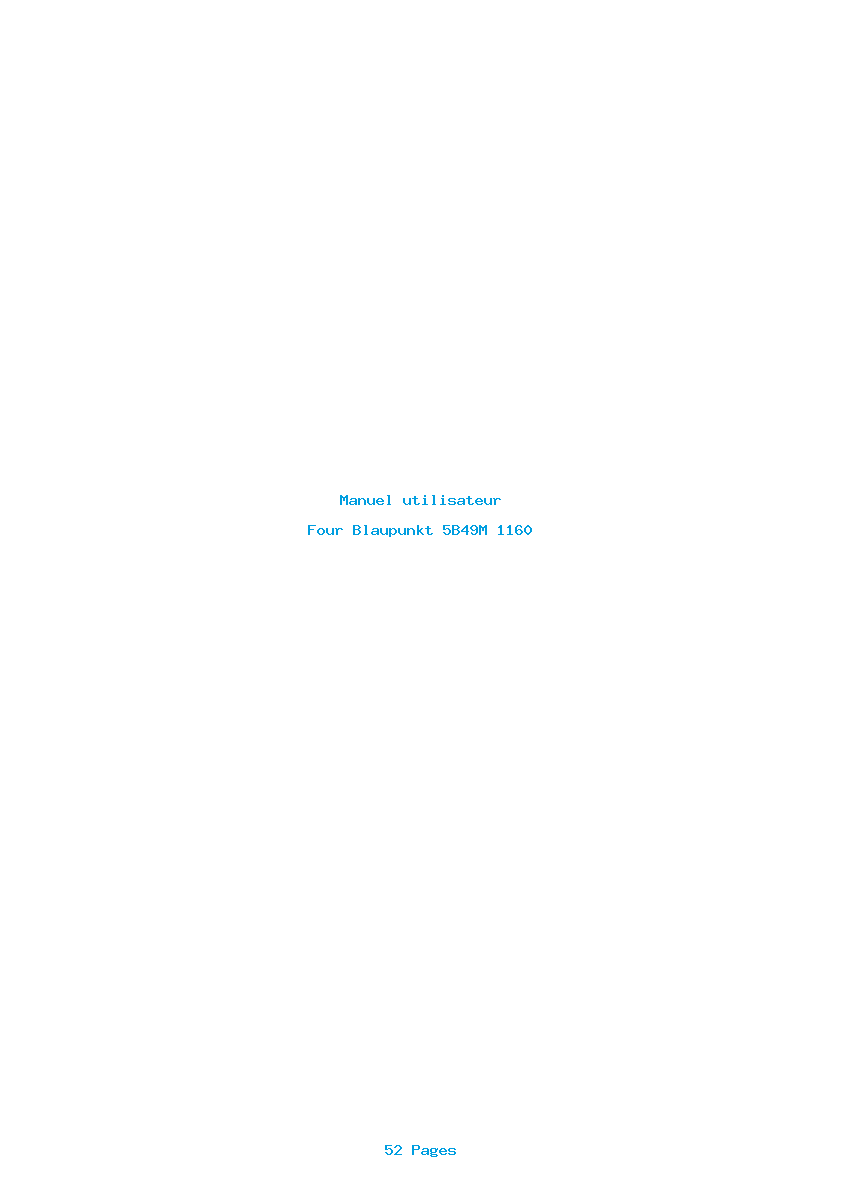 Page 1 de la notice Manuel utilisateur Blaupunkt 5B49M 1160